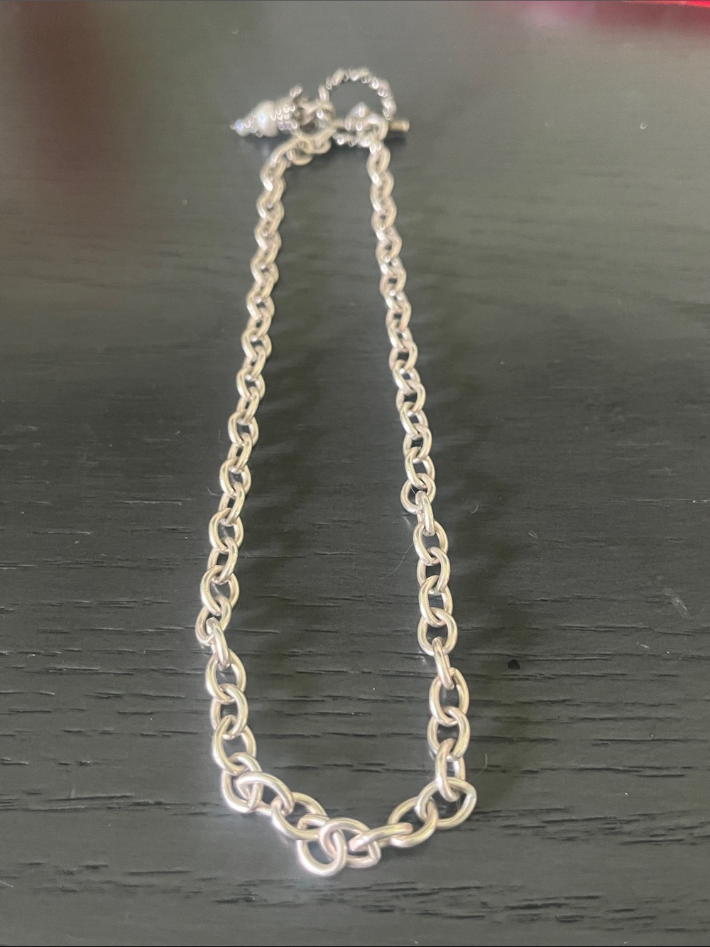 Source Unknown Polished Silver-Link Necklace
